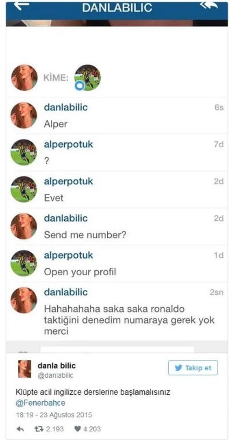 Futbolcu ile mesajlarını ifşalamıştı Danla Bilic: Helallik isteyeceğim