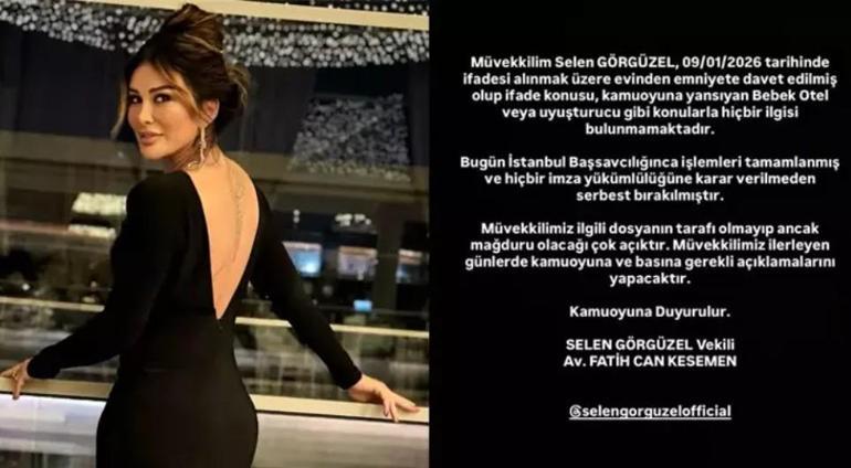 Uyuşturucu soruşturmasında gözaltına alınmıştı Serbest bırakılan Selen Görgüzel sessizliğini bozdu