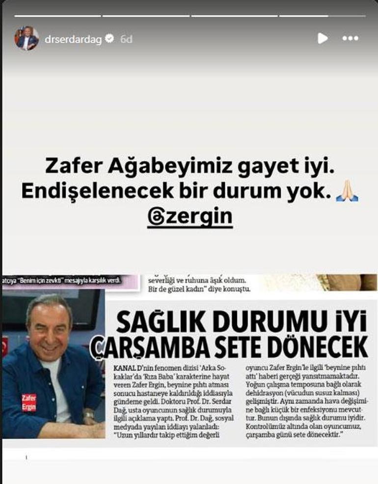 Arka Sokakların Rıza Babası Zafer Ergin hastaneye kaldırıldı Eşinden açıklama geldi