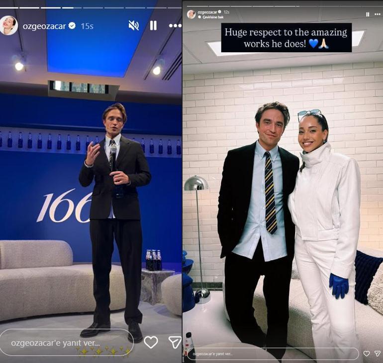 Ünlü oyuncu Özge Özacar, Robert Pattinson ile buluştu