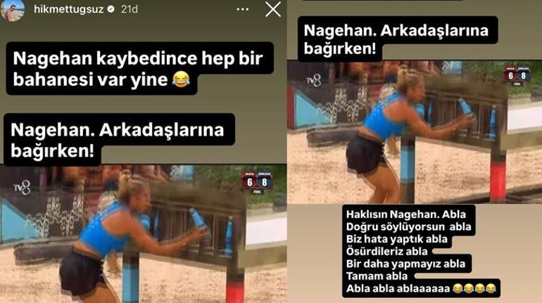 Survivorda Nefise Karatay Nagihan Karadereyi yendi Hikmet Tuğsuzdan yorum gecikmedi
