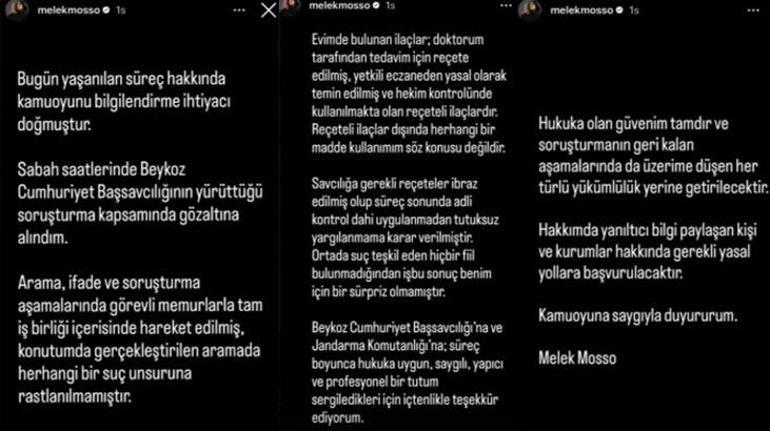 Ünlü isimlere uyuşturucu soruşturmasında gözaltına alınmıştı Melek Mossodan ilk açıklama