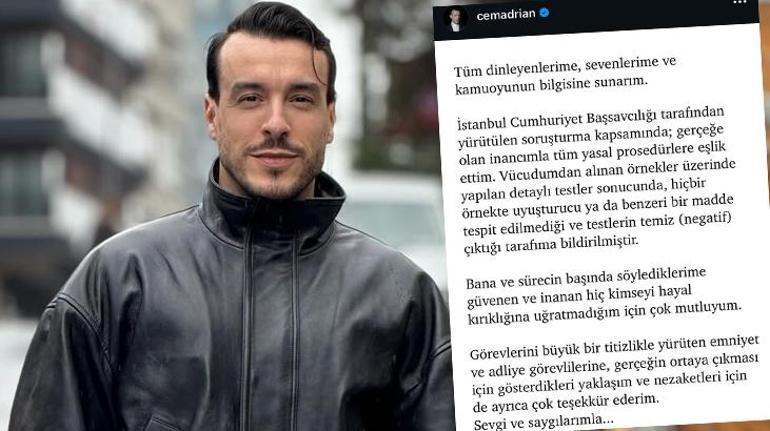 Ünlülere uyuşturucu soruşturması Cem Adrianın test sonucu belli oldu