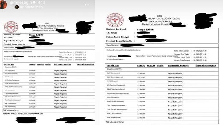 Ünlülere uyuşturucu soruşturması Gözaltına alınan Simge Sağın test sonucunu açıkladı