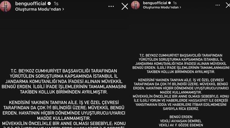 Uyuşturucu soruşturmasında gözaltına alınmıştı Şarkıcı Bengüden ilk açıklama