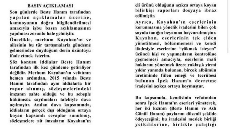 Kayahanın miras krizi büyüyor: Sahte imza iddialarına İpek Açardan yanıt geldi