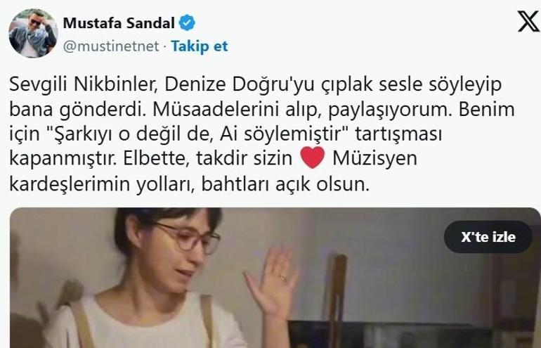 Mustafa Sandaldan Nikbinlere destek Çıplak sesle söyleyip, bana gönderdi
