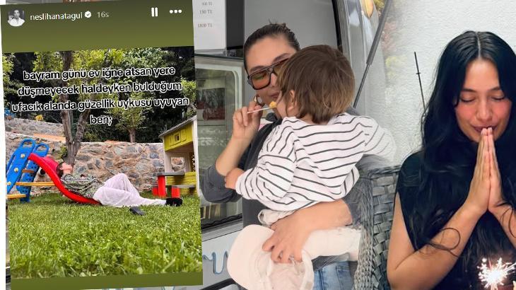 Neslihan Atagül'den bayram paylaşım! Kalabalıktan kaçıp bakın nereye sığındı