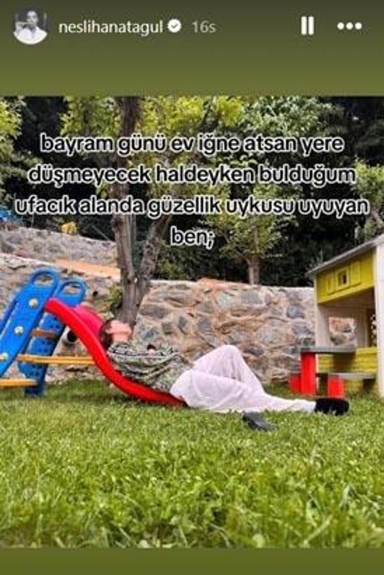 Neslihan Atagülden bayram paylaşım Kalabalıktan kaçıp bakın nereye sığındı